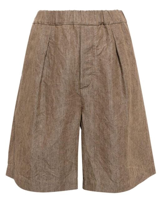 Forme D'expression Brown Pleated Elasticated-waistband Shorts