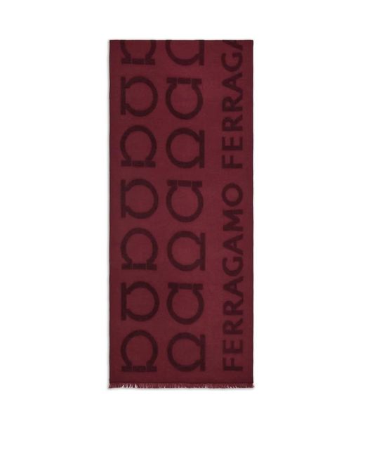 Ferragamo Purple Gancini Jacquard Logo Scarf