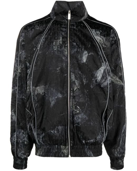 Off-White c/o Virgil Abloh Black Sierra Biker Windbreaker For Fall/Winter for men