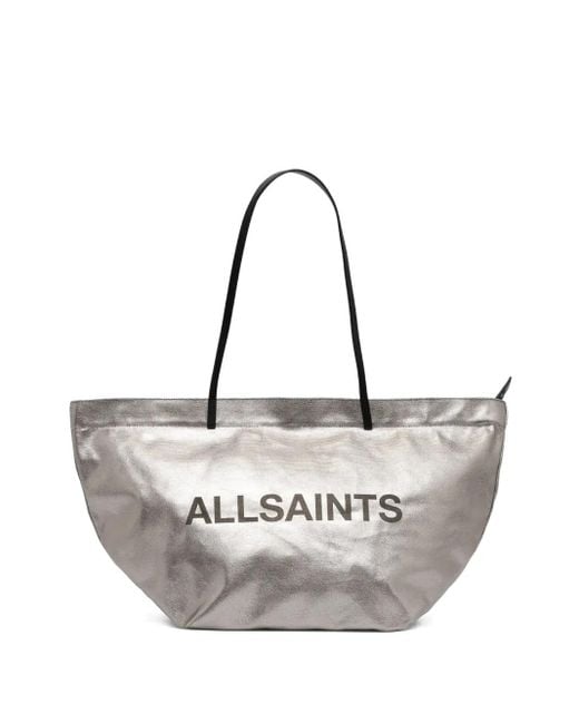 AllSaints Serafina メタリック ハンドバッグ White
