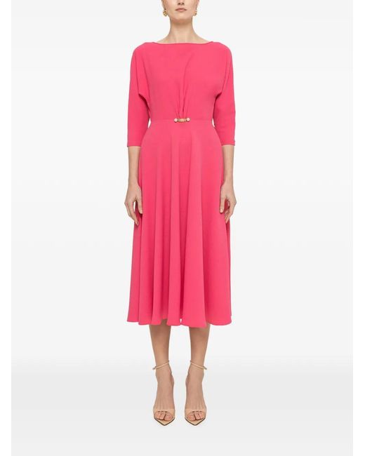 Nissa Pink Crepe Midi Dress