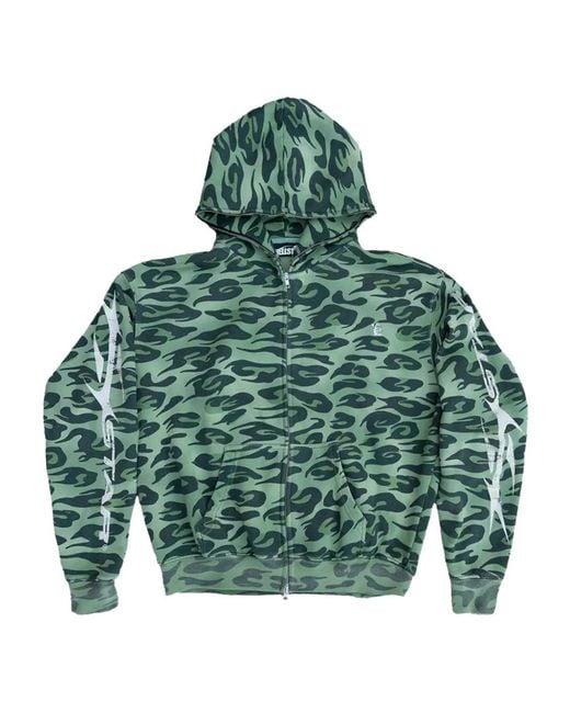 HELLSTAR Green Zip-Up Hoodie for men
