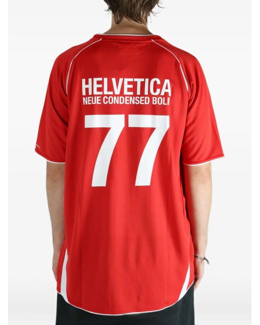 Vetements Red Panelled V-Neck T-Shirt for men