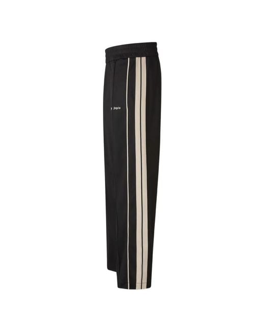 Palm Angels Black Logo-Print Side-Stripe Track Pants for men