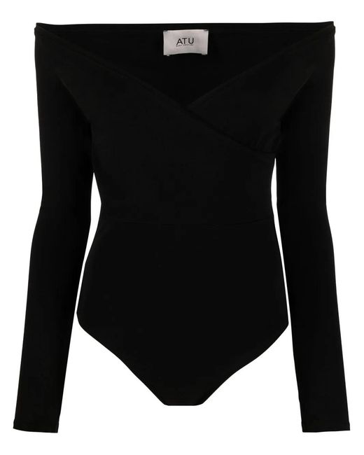 Atu Body Couture Black Off-Shoulder V-Neck Body
