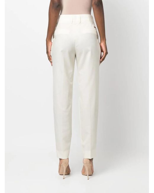 Philipp Plein White High-Waisted Tapered Trousers