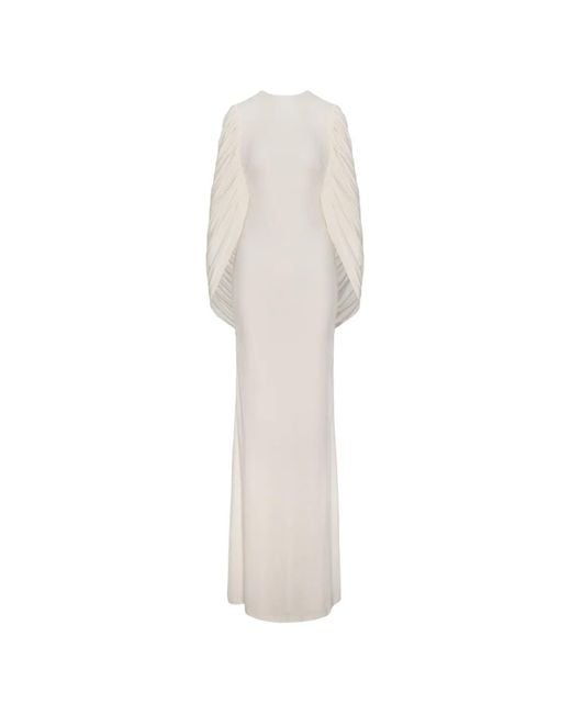 SEEN USERS White Ruched Cape-Style Maxi Dress