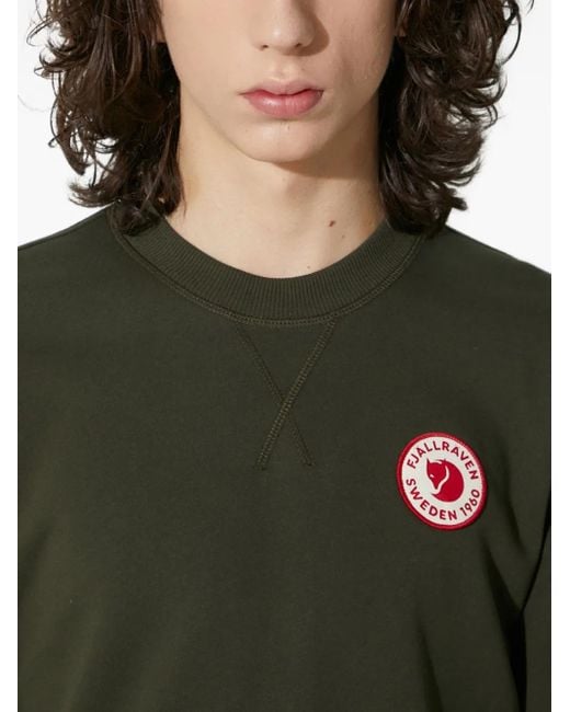 Fjallraven Green Logo Patch Crew Neck Sweatshirt for men