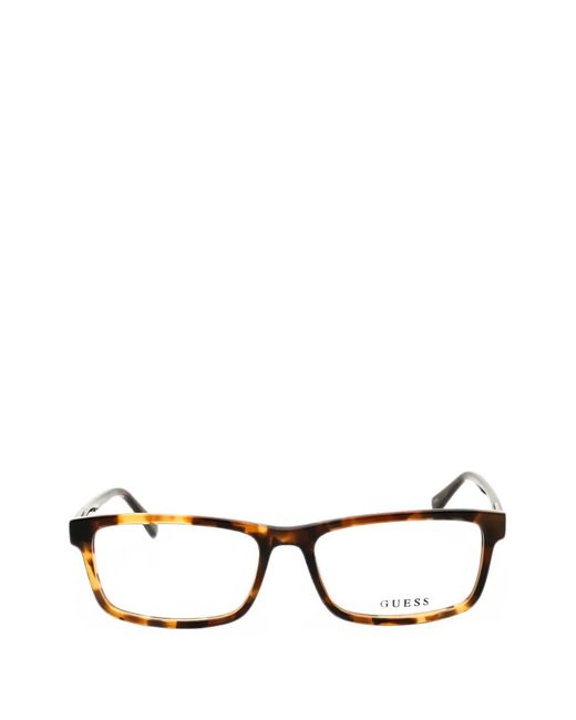 GUESS EYEWEAR Brown Tortoiseshell-Effect Rectangle-Frame Glasses for men