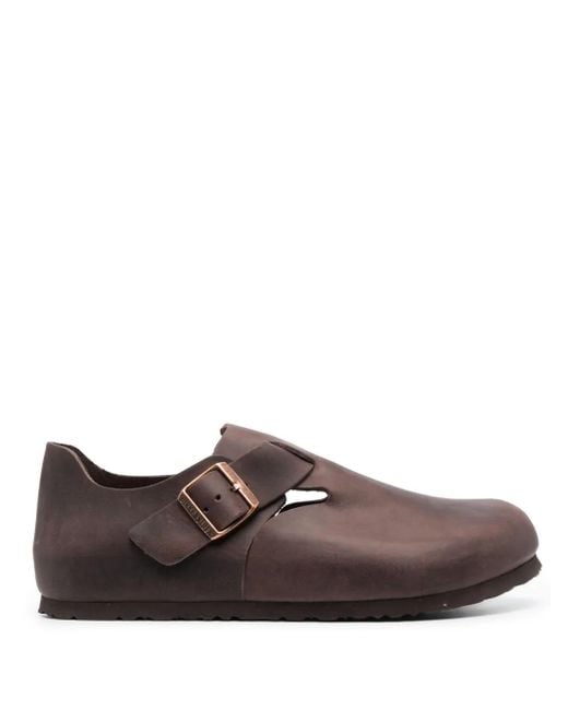 Birkenstock Brown London Round-Toe Leather Loafers