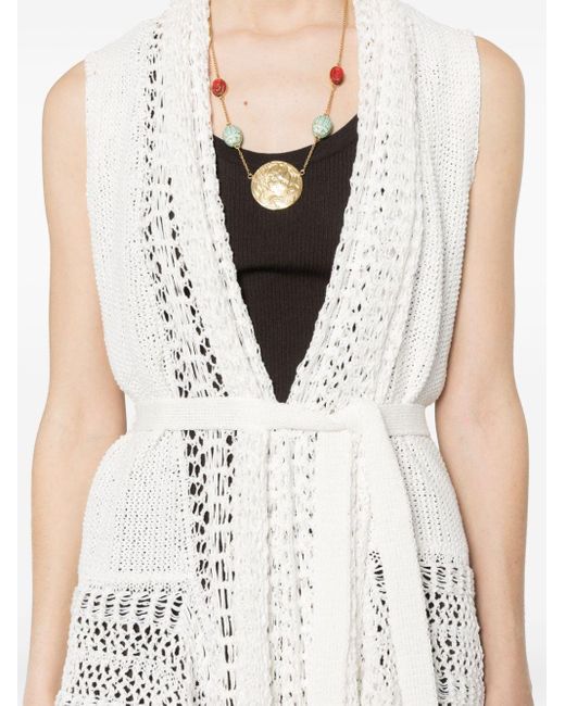 P.A.R.O.S.H. White Cotton Belted Vest