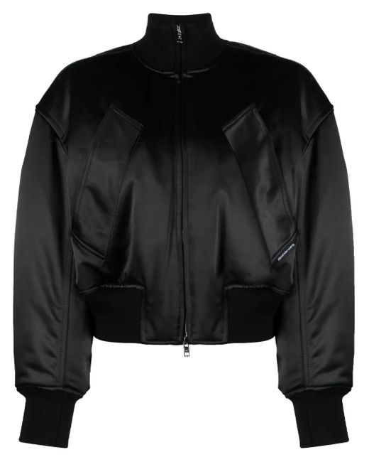 Alexander Wang Black Logo-Tag Padded Bomber Jacket
