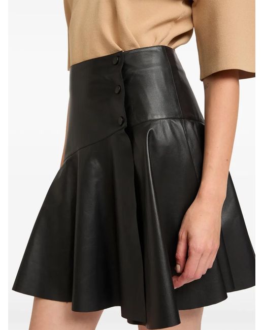 Yves Salomon Blue Panelled Leather Skirt