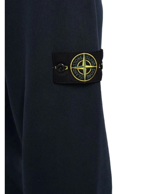 Stone Island Blue Cuffed Logo-Patch Tack Pants for men