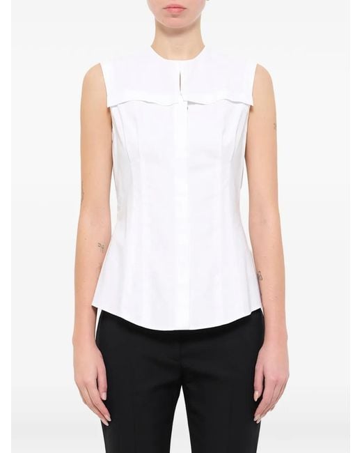 McQueen White Sleeveless Layered Shirt