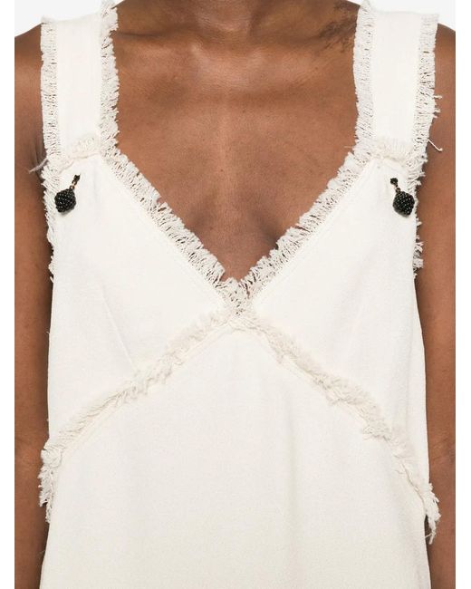 Totême White V-Neck Raw Slip Dress