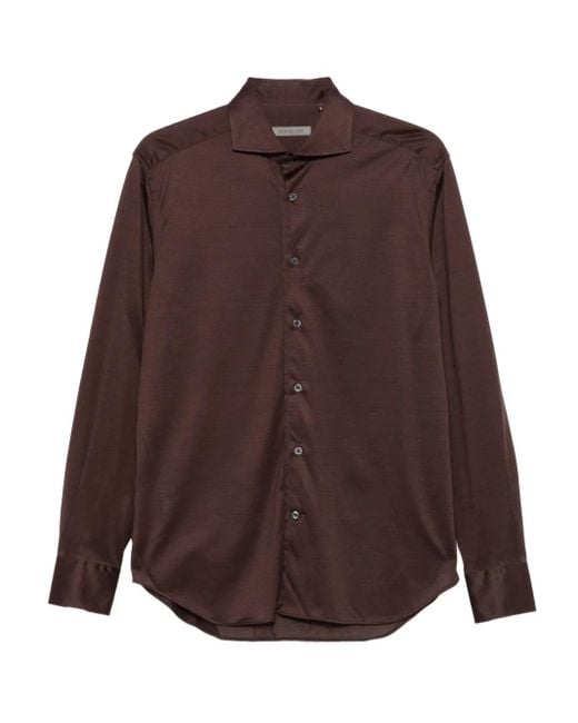 Corneliani Purple Long-Sleeved Button-Fastening Shirt for men
