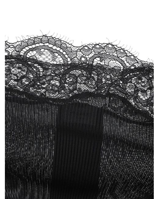 Saint Laurent Black Lace Ribbed Top