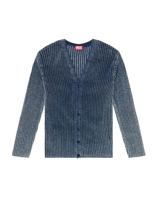 DIESEL Blue K-Redeam Ribbed-Knit Cardigan for men