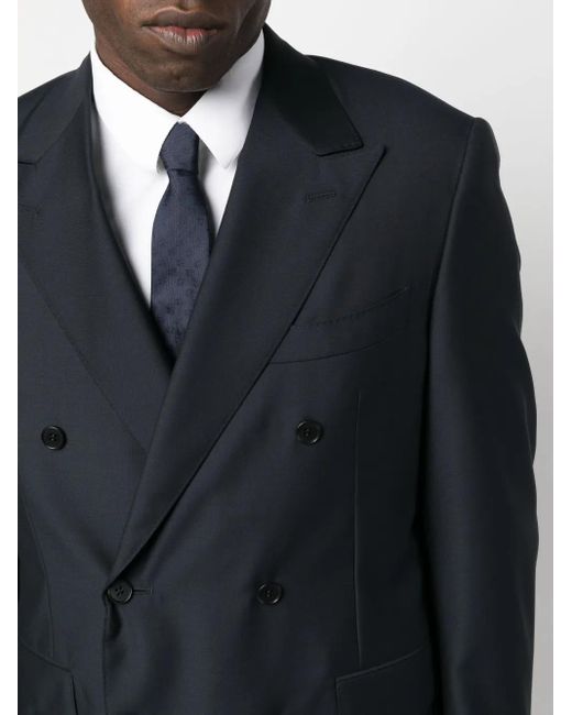 Canali Blue Double-Breasted Wool Suit for men