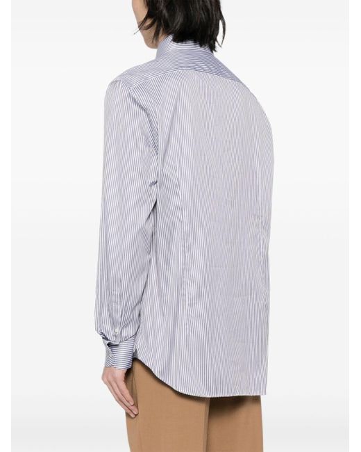 Corneliani Blue Striped Cotton Shirt for men