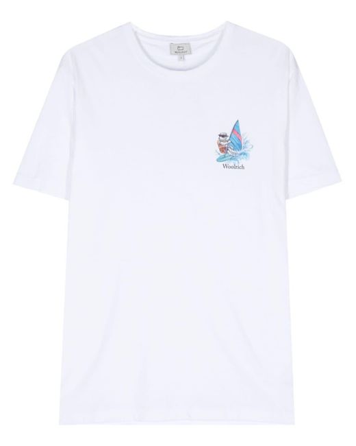 Camiseta con logo estampado Woolrich de hombre de color White