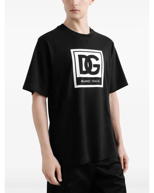 Dolce & Gabbana Graphic Logo Short Sleeve T-Shirt in Black für Herren