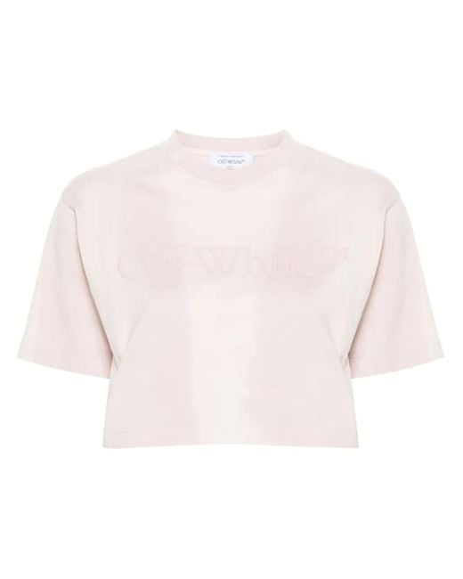 Off-White c/o Virgil Abloh Pink T-Shirt With Cropped Logo