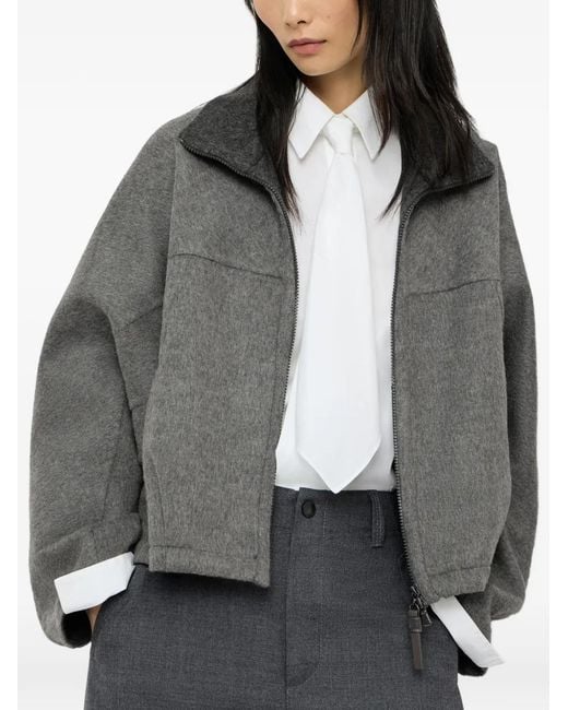Brunello Cucinelli Gray Hand-Crafted Bomber Jacket
