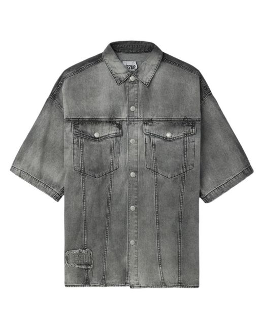 Izzue Gray Washed Denim Shirt for men