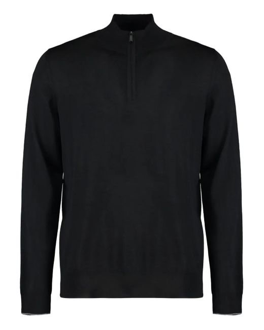Moorer Terni Pullover mit kurzem Reißverschluss in Black für Herren