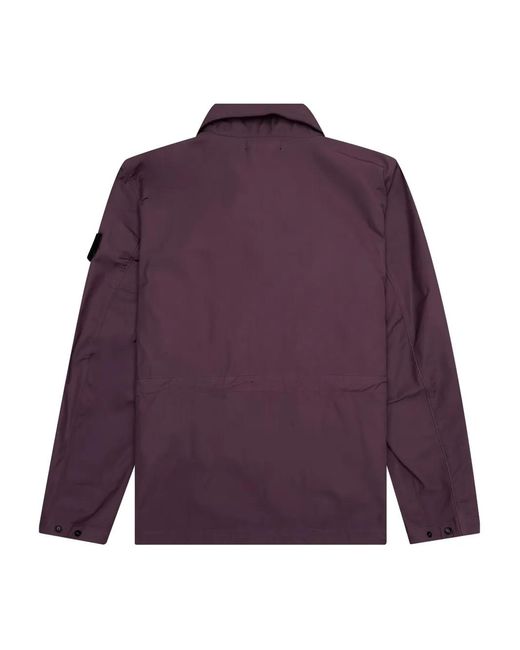 Stone Island Purple Buttoned Flap-Pocket Jacket for men