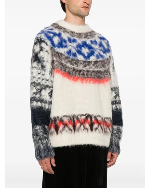 Sacai Gray Brushed-Effect Sweater for men