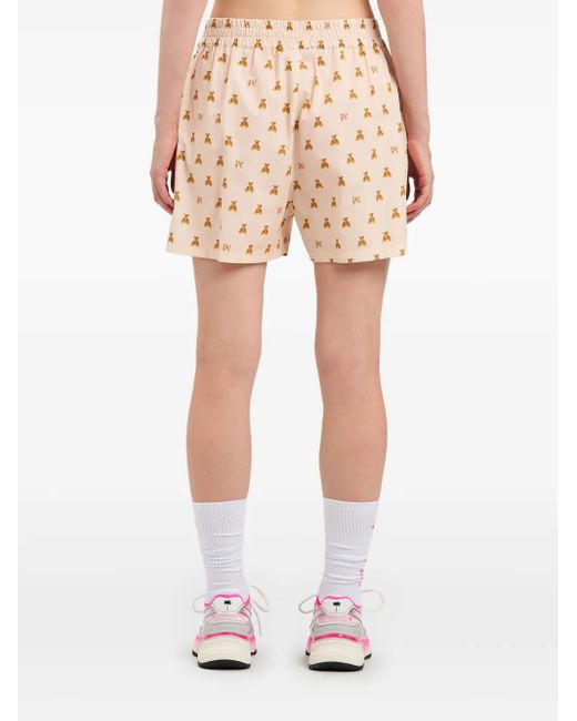 Palm Angels Natural Mini Bear Monogram Shorts