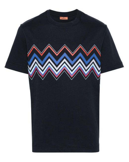 Missoni Blue Zigzag Cotton T-shirt for men