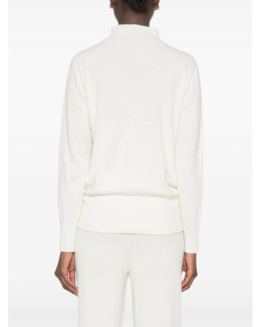 SERGIO MORETTI FIRENZE White Mock-Neck Ribbed-Trim Sweater