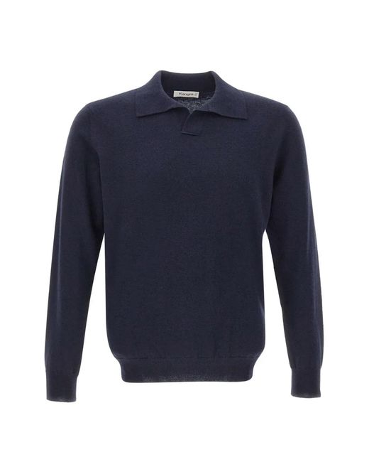 Kangra Blue Long-Sleeve Polo Shirt for men