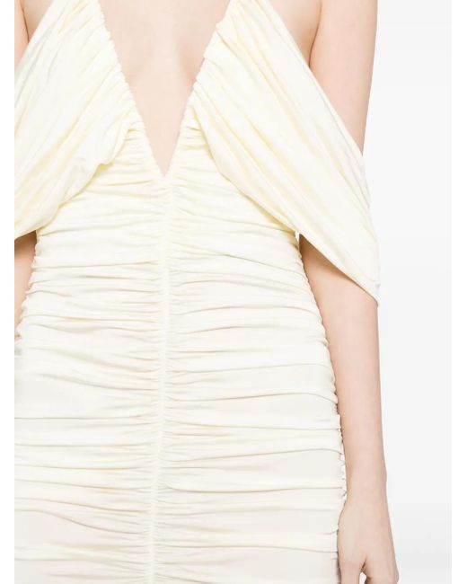Magda Butrym Natural V-Neck Ruched Minidress