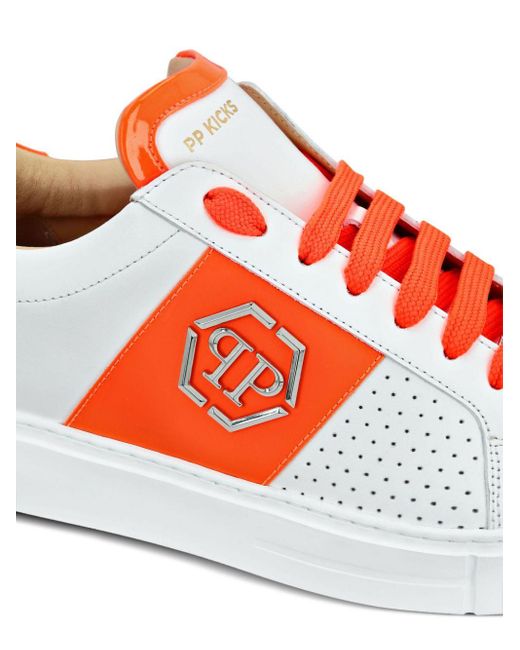 Philipp Plein Red Hexagon Low-top Faux-leather Sneakers for men