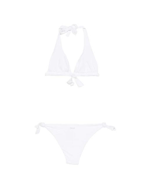 Fisico White Side-Tie Triangle Bikini