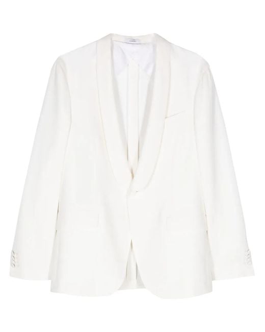 Boglioli White Single-Breasted Virgin Wool Blazer for men