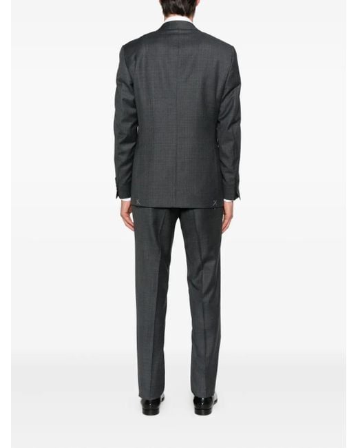 Canali Gray Checked Wool Suit for men