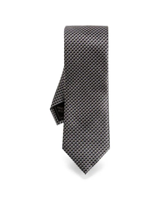 Brioni Gray Geometric-Pattern Silk Tie for men