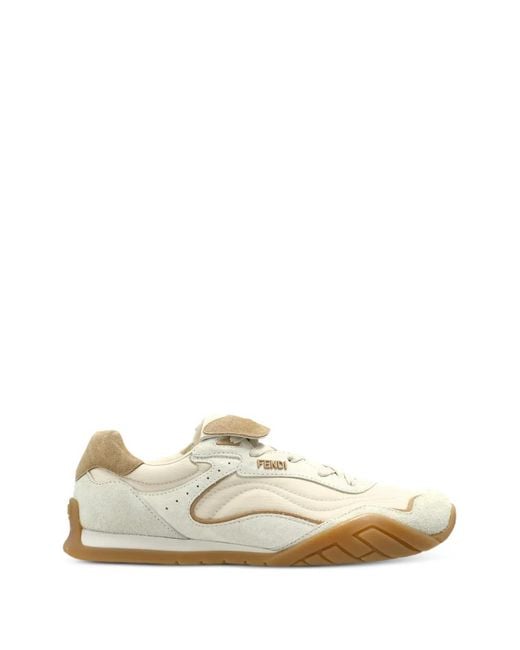Fendi White Wave Pulse Panelled Leather Sneakers