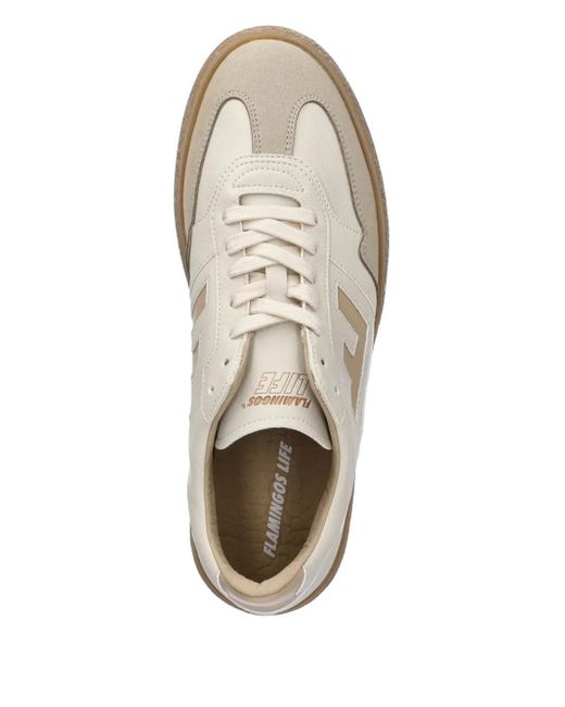 Flamingos Brown Logo-Detail Leather Sneakers