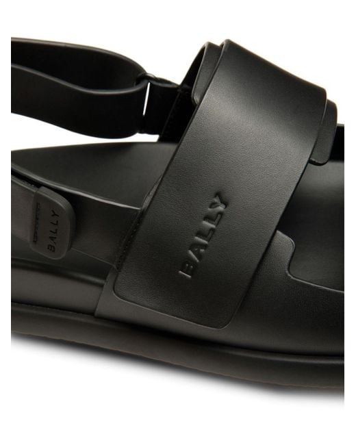Bally Black Logo-debossed Leather Sandals for men