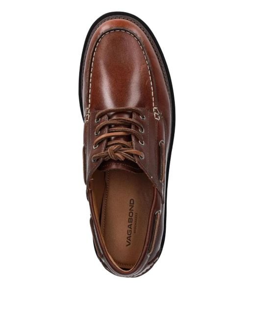 Vagabond Brown Jay Leather Lace-Up Shoes for men
