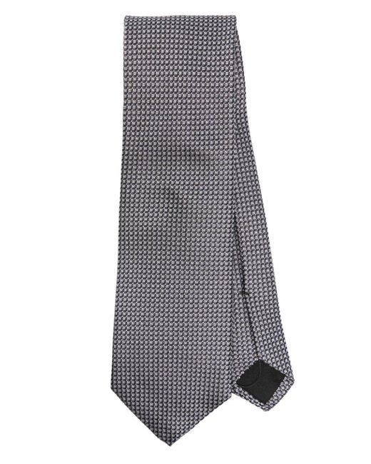 Boss Patterned-jacquard Silk Tie in het Gray voor heren