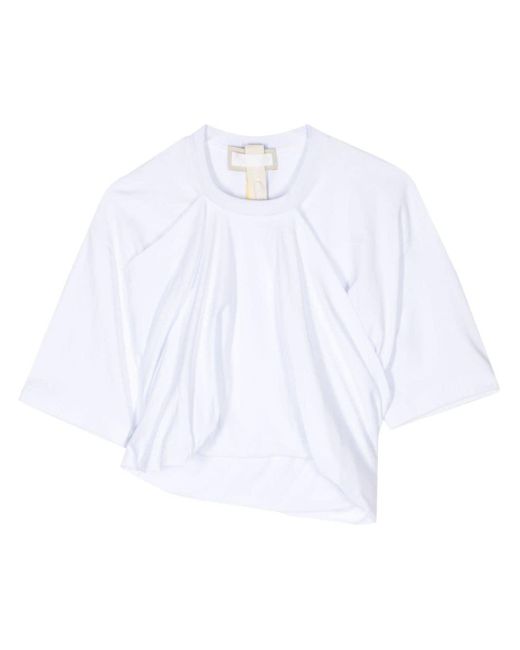 Litkovskaya White Graceful T-Shirt mit Drapierung
