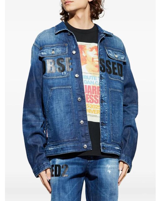 DSquared² Blue Denim Jacket With Logo for men